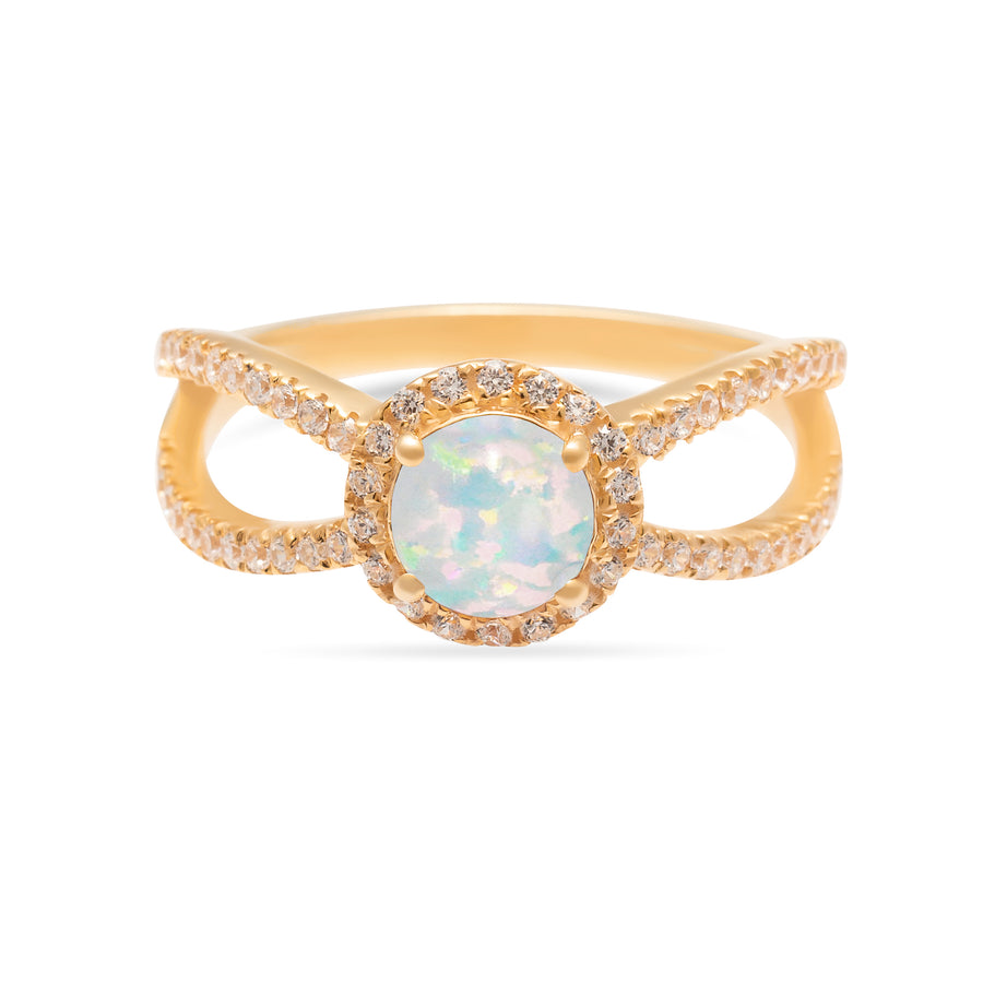 natural opal halo ring