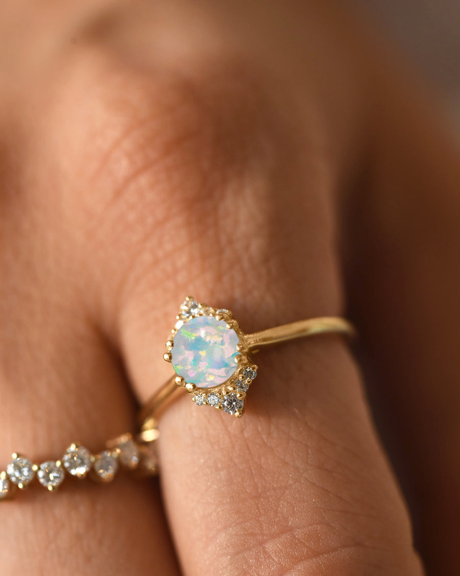 opal yellow gold ring