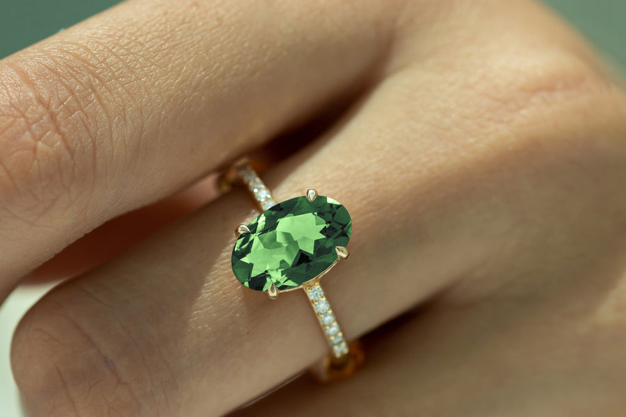 solitaire tourmaline handmade ring