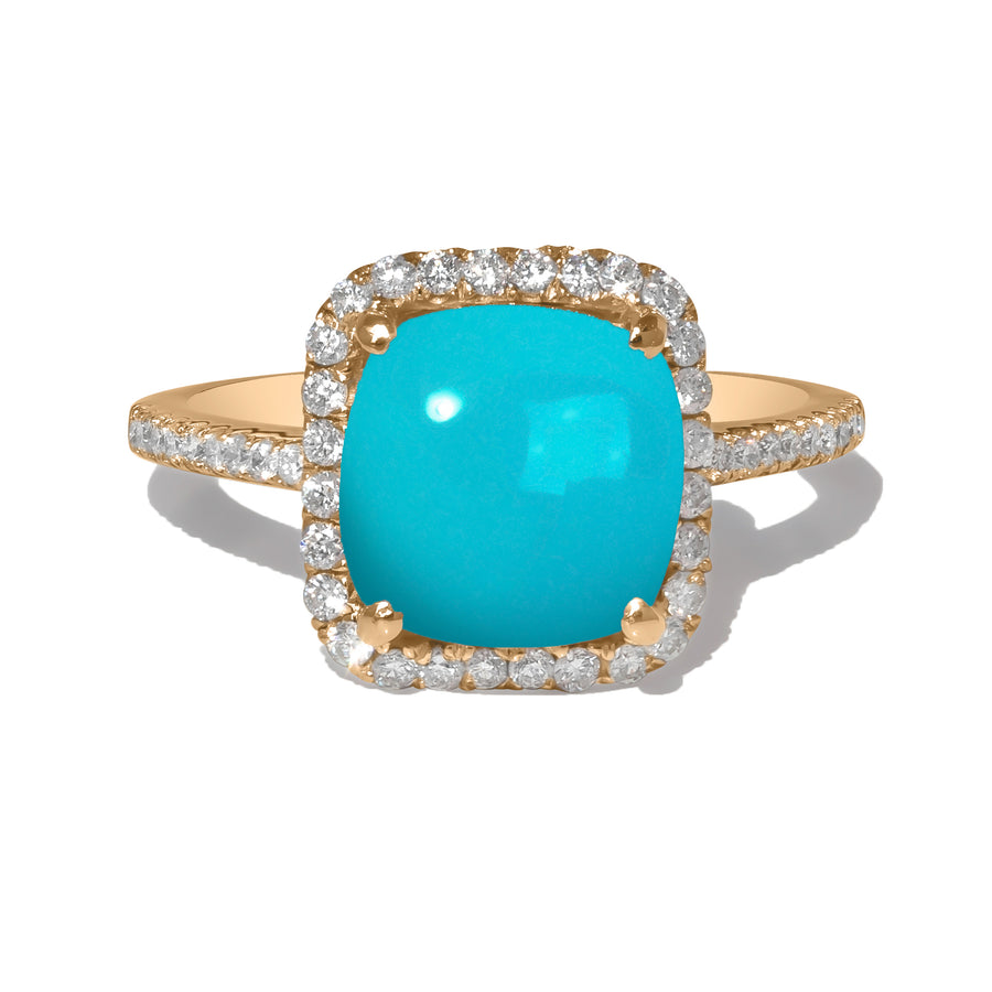 blue turquoise diamond halo ring