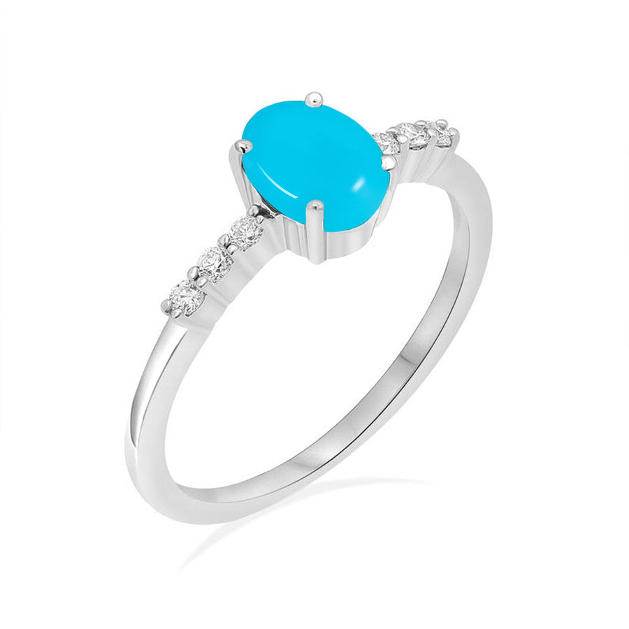 Everyday turquoise and diamond ring for women