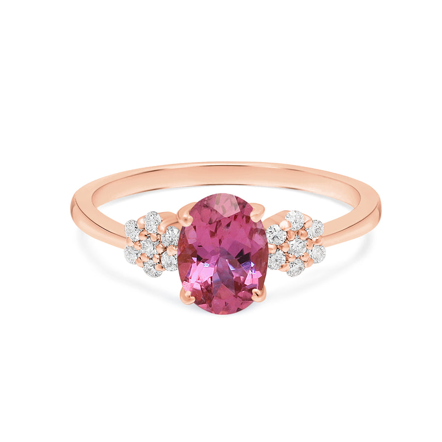 18k Rose Gold Pink Tourmaline Engagement Ring with Diamonds
