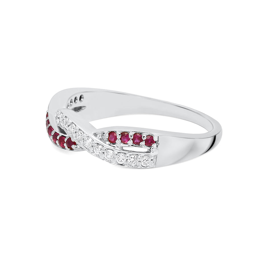 18k White gold ruby and diamond eternity band