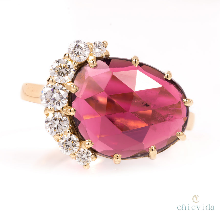 Pink Tourmaline Ring in Rose Gold – Ziva Jewels