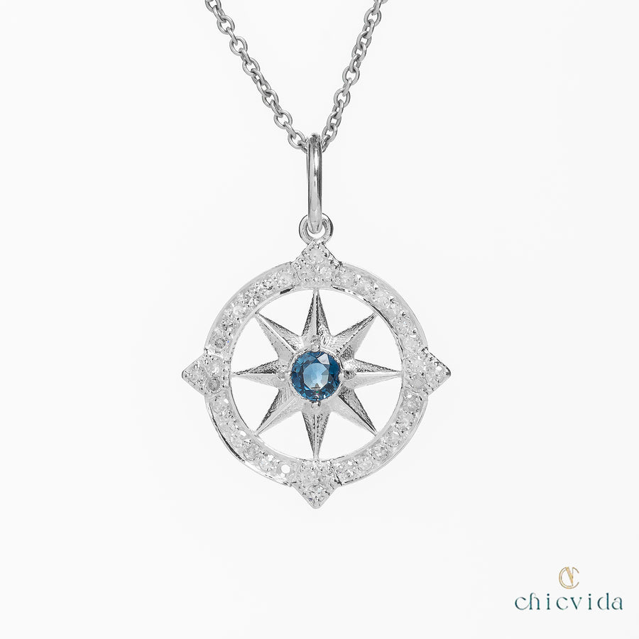 Star Pendant With Diamond and Sapphire