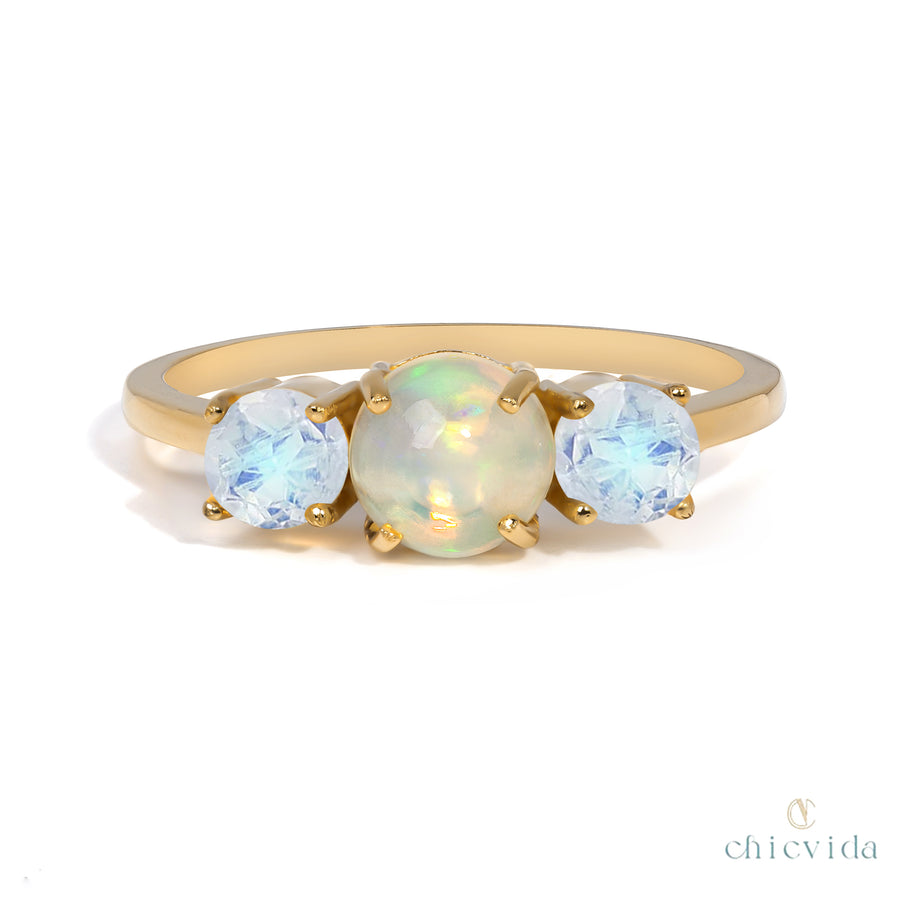 Trifecta Opal & Moonstone Ring