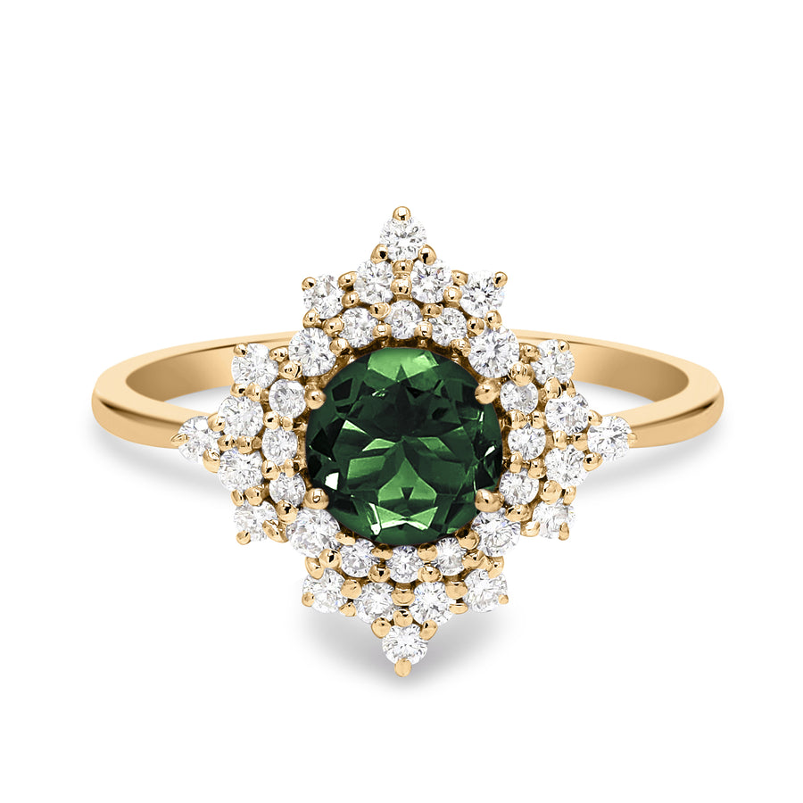Stellar Green Tourmaline Gold Ring