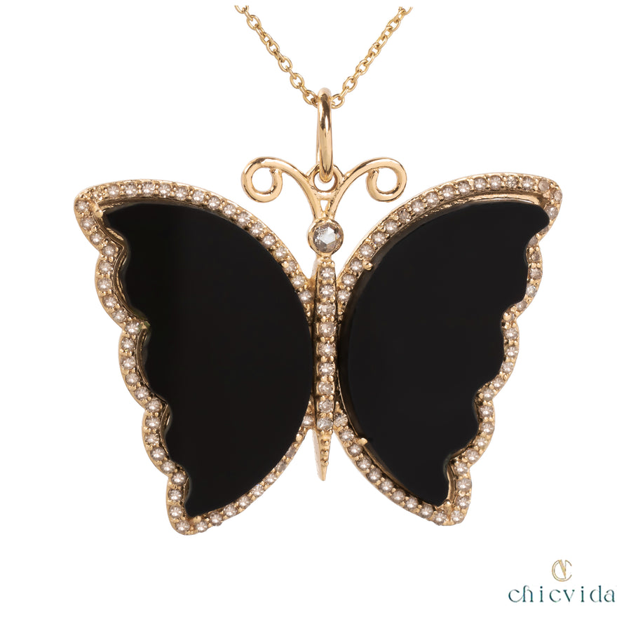 Butterfly Black Onyx Pendant