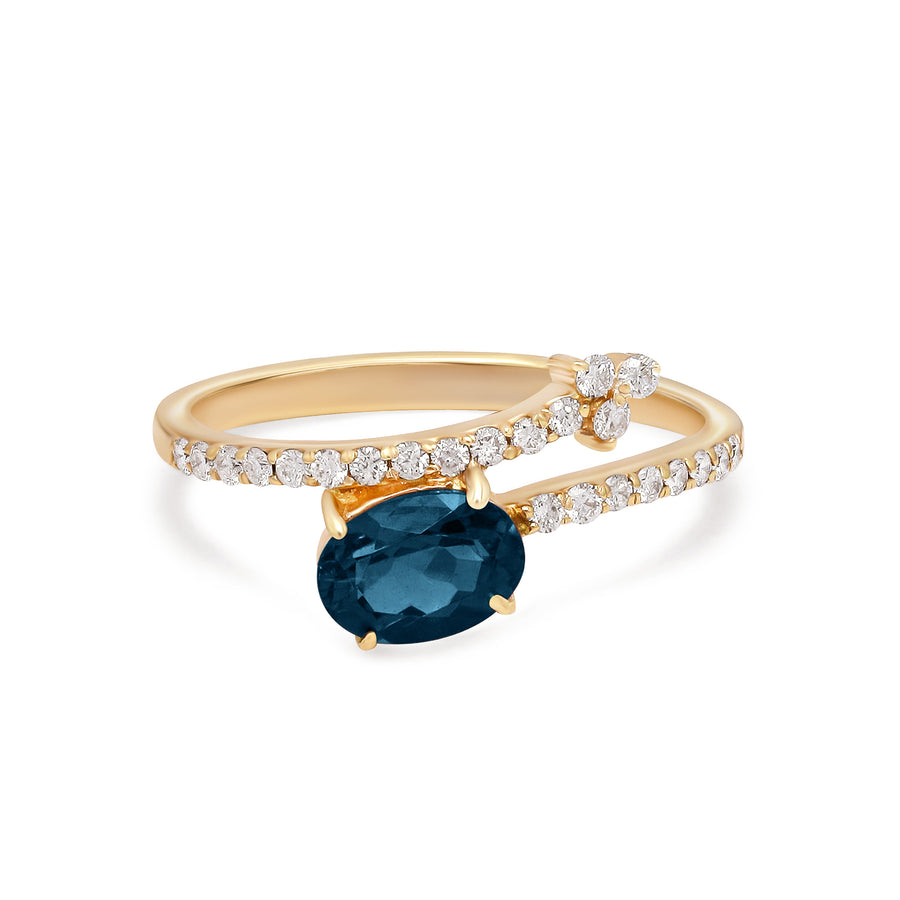 Clara London Blue Topaz Gold Ring