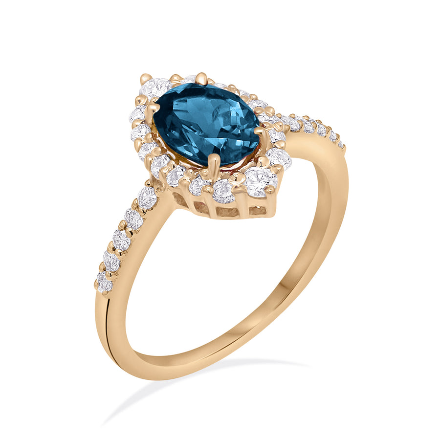 Soiree London Blue Topaz Gold Ring
