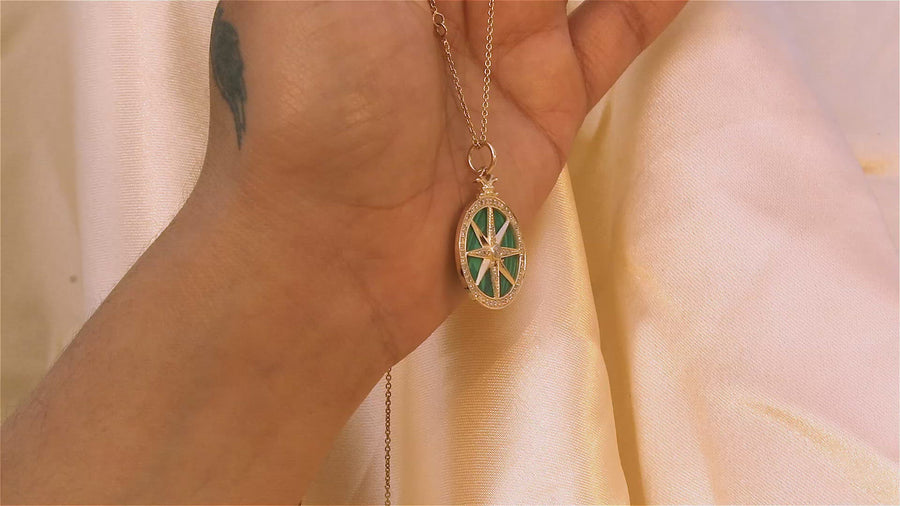 Malachite Diamond Pendant Necklace