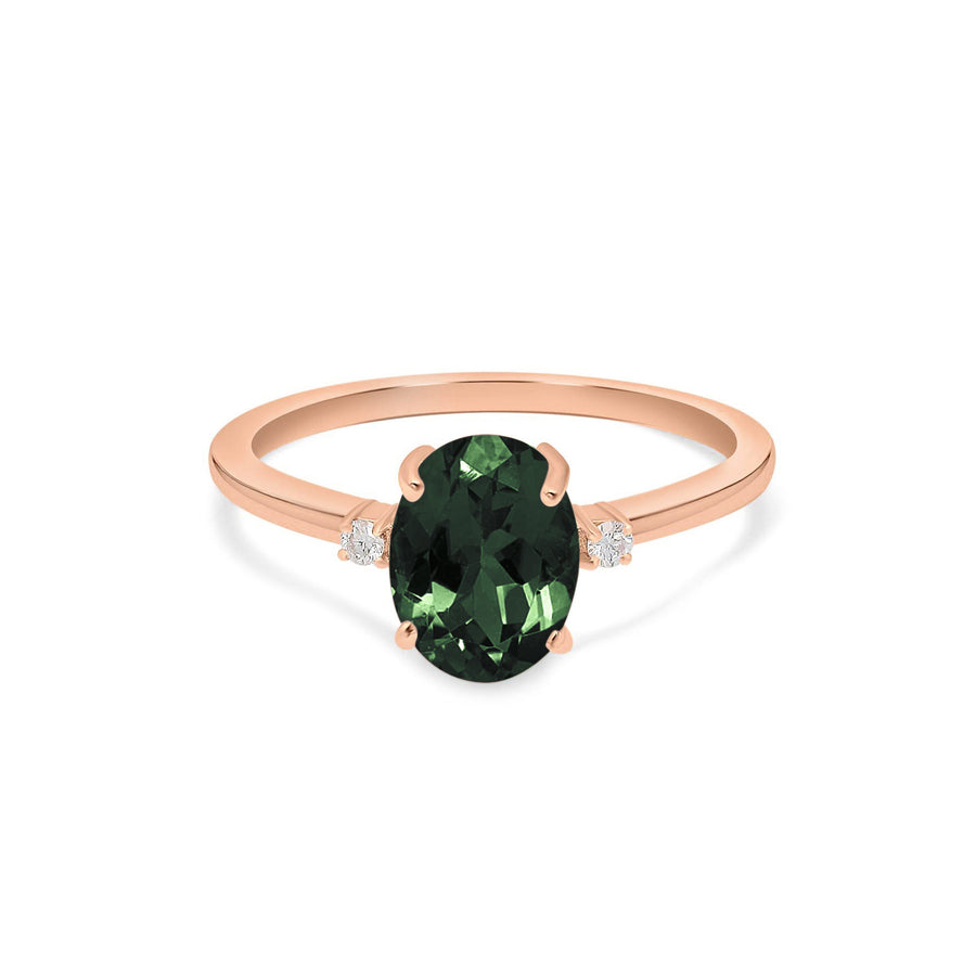 Three Stone Green Tourmaline Diamond Ring