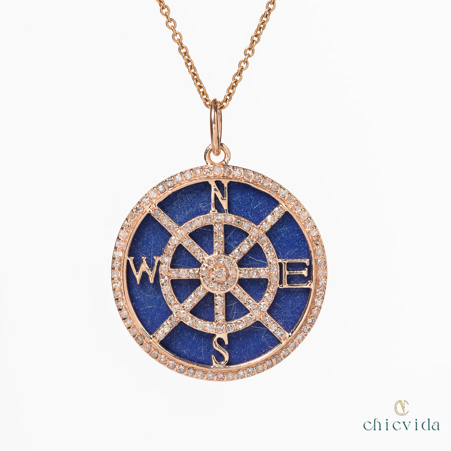 Lapis Lazuli Compass Travelling Pendant
