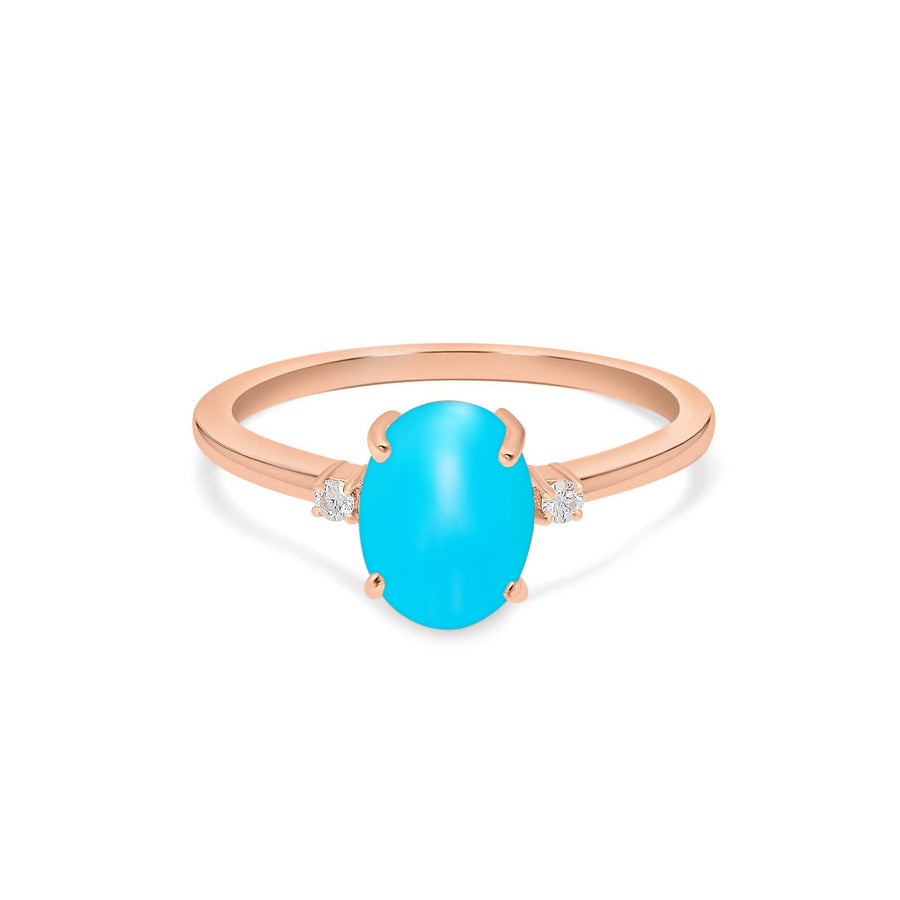 Three Stone Turquoise Diamond Ring