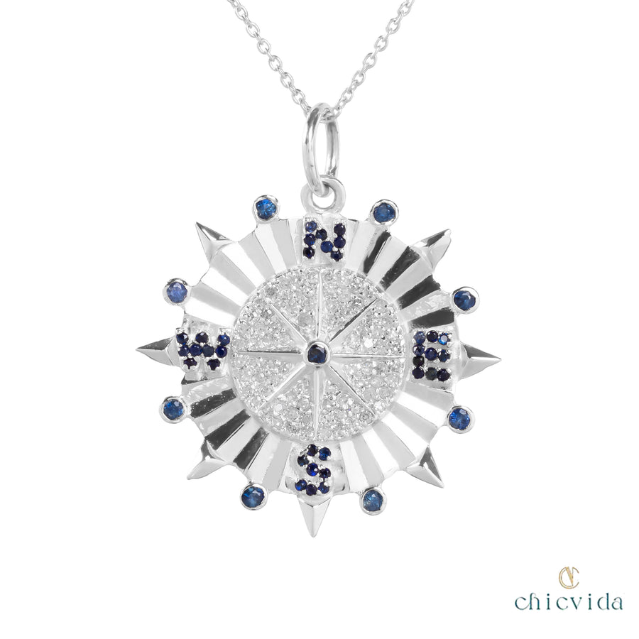 Cyanic Blue Sapphire & Diamond Pendant