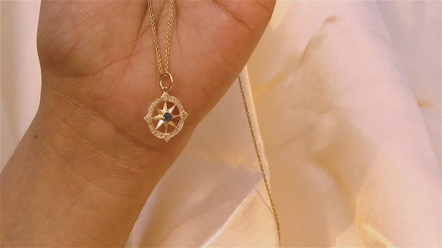 Star Pendant With Diamond and Sapphire
