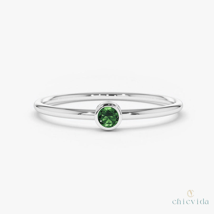Single Stone Green Tourmaline Ring