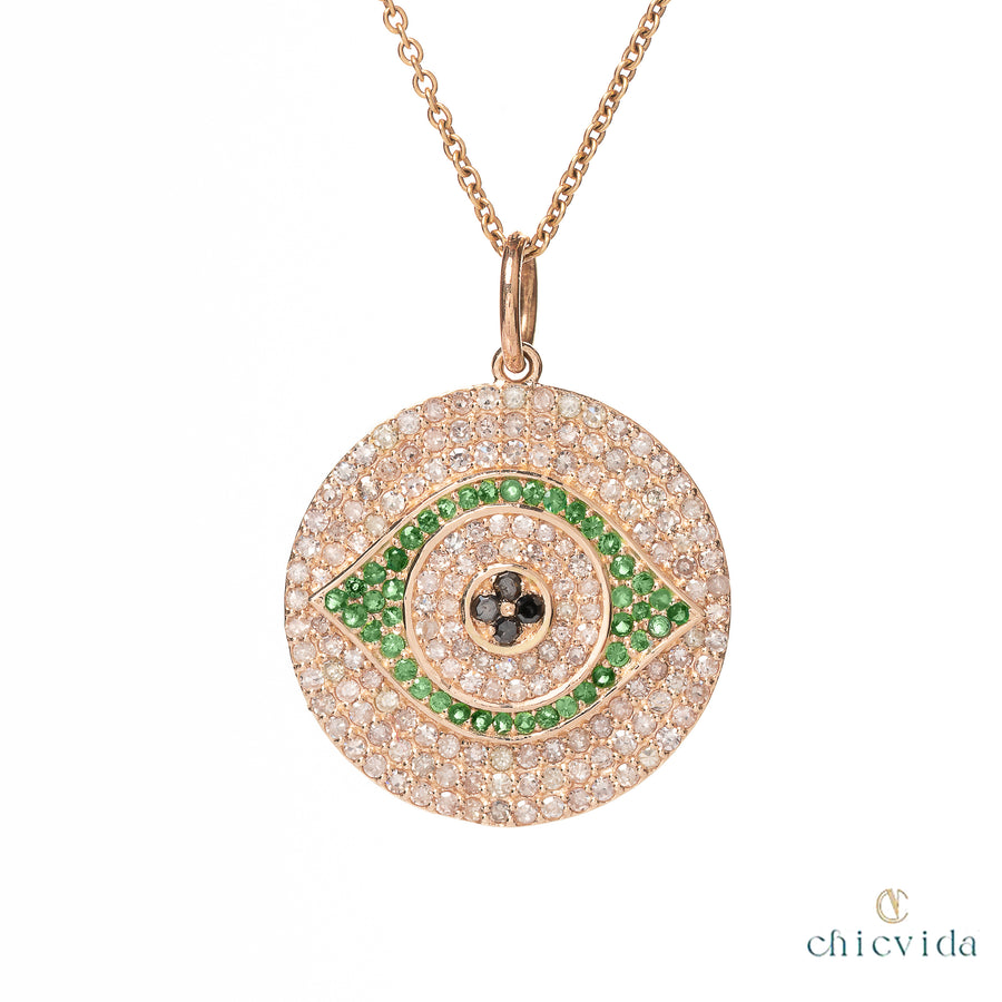 Savour Evil Eye Emerald & Diamond Pendant