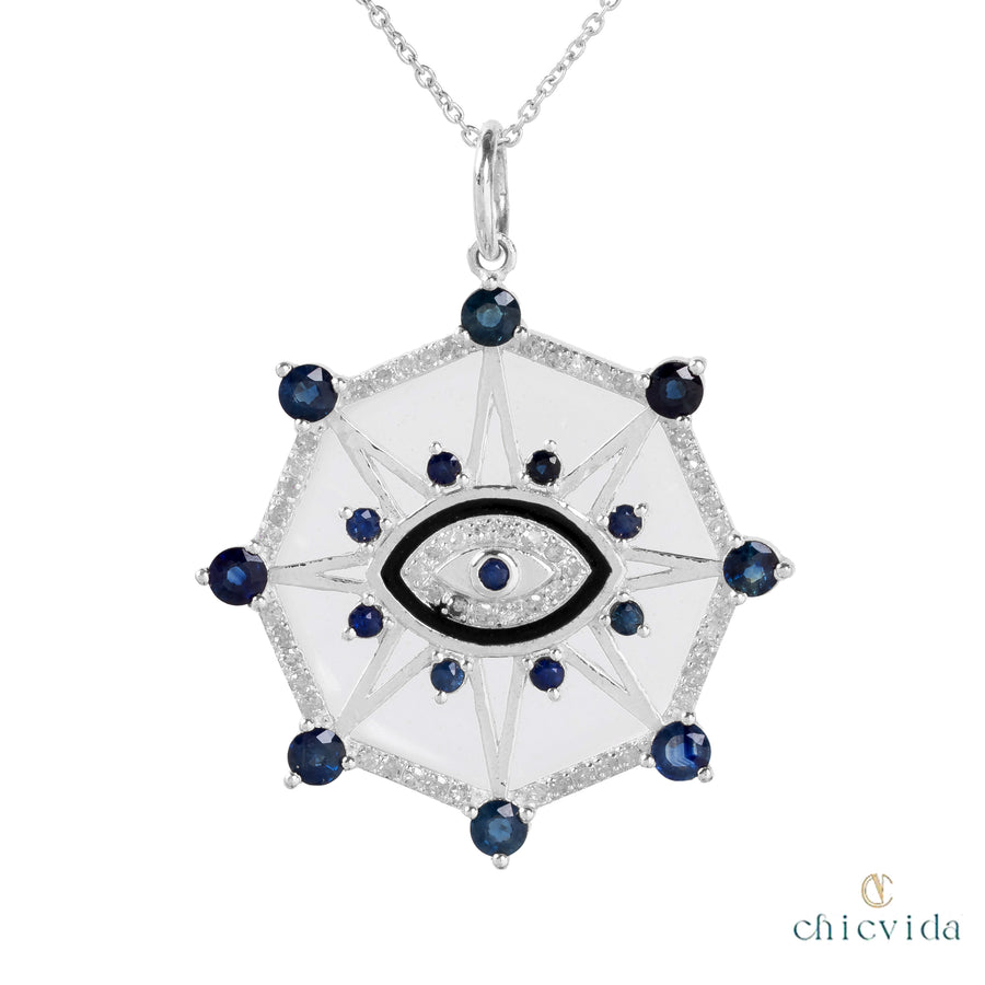 The Top Of The Worl Pendant With Crystal & Diamond Sapphire Halo