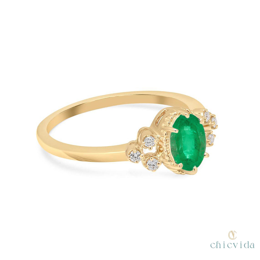Symphony Natural Green Emerald Ring