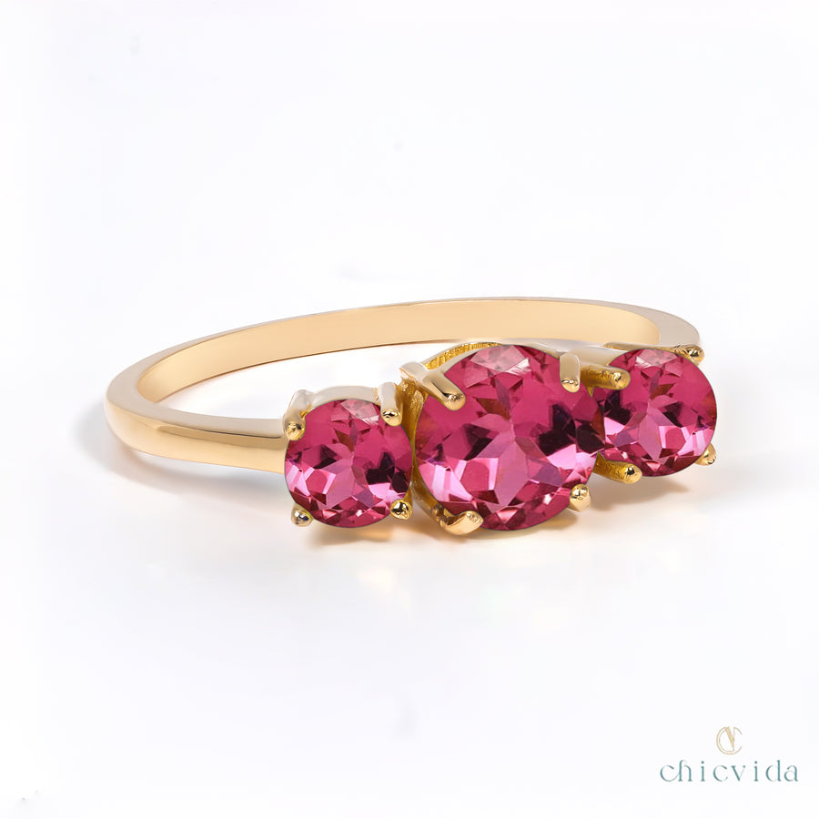 Trifecta Pink Tourmaline Ring