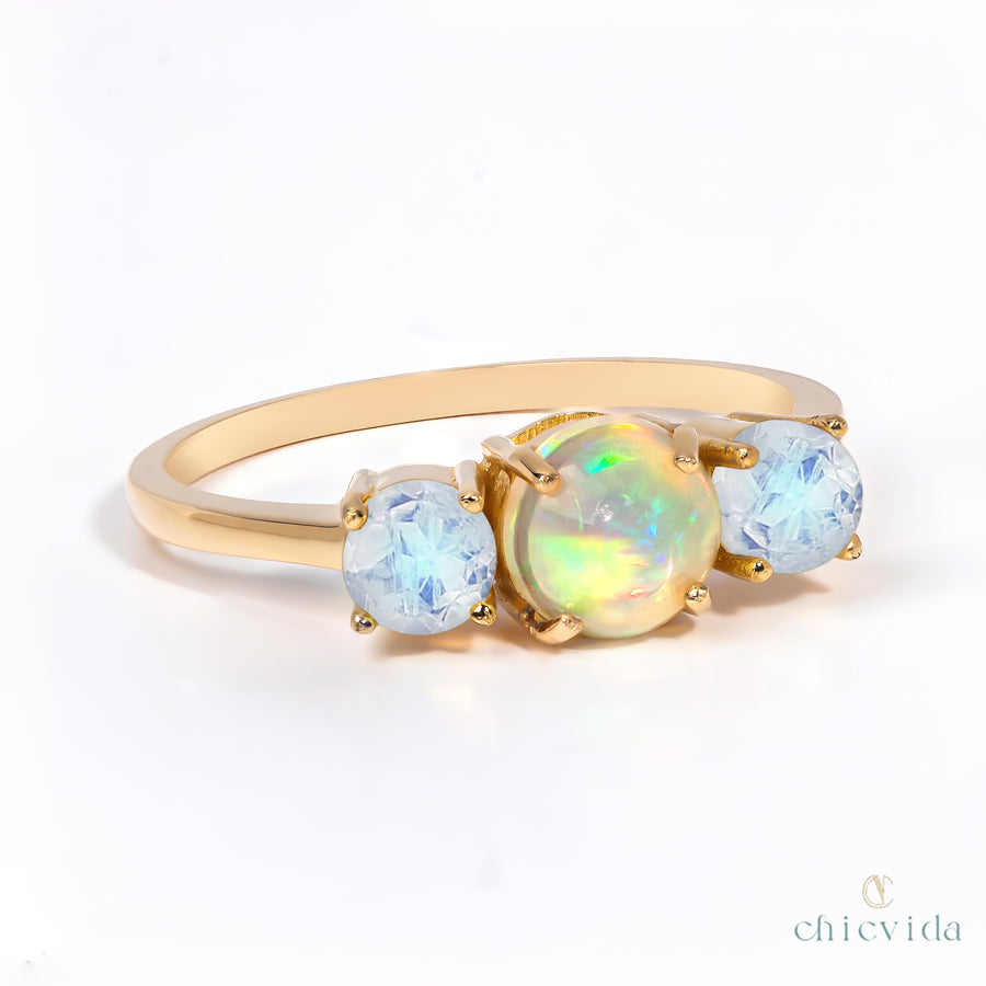 Trifecta Opal & Moonstone Ring