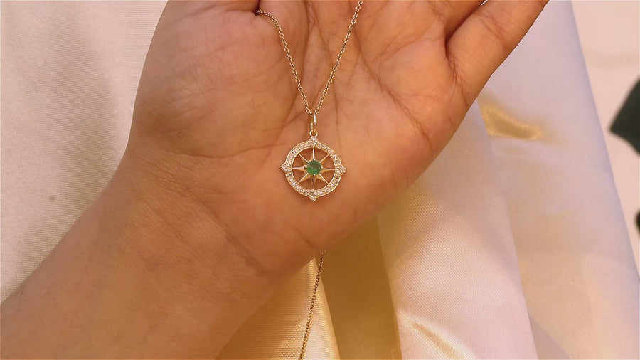 Lone Emerald & Diamond Pendant