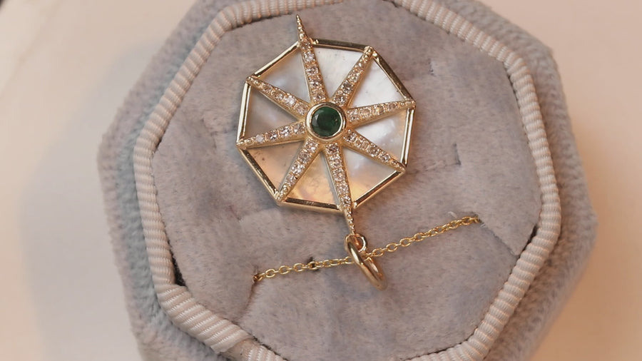 Starburst Emerald Diamond Pendant