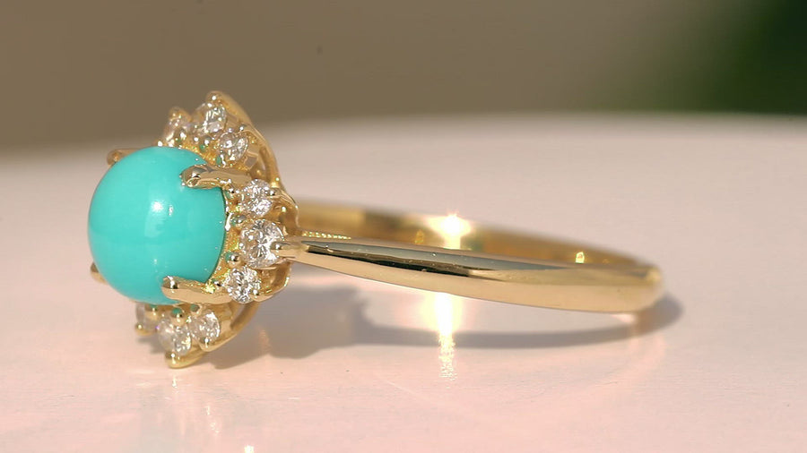 Daisy Natural Turquoise Gold Ring