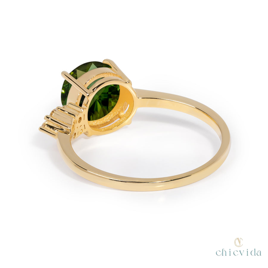 Lilian Green Tourmaline Ring With Diamond Cluster