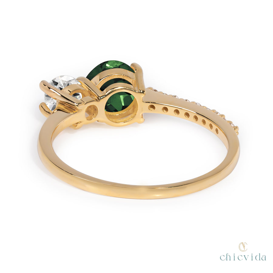 Stella Green Tourmaline & Moissanite Ring