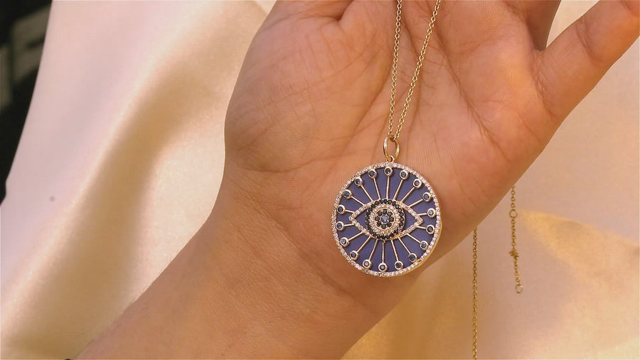Lapis Lazuli Evil Eye Coin Pendant
