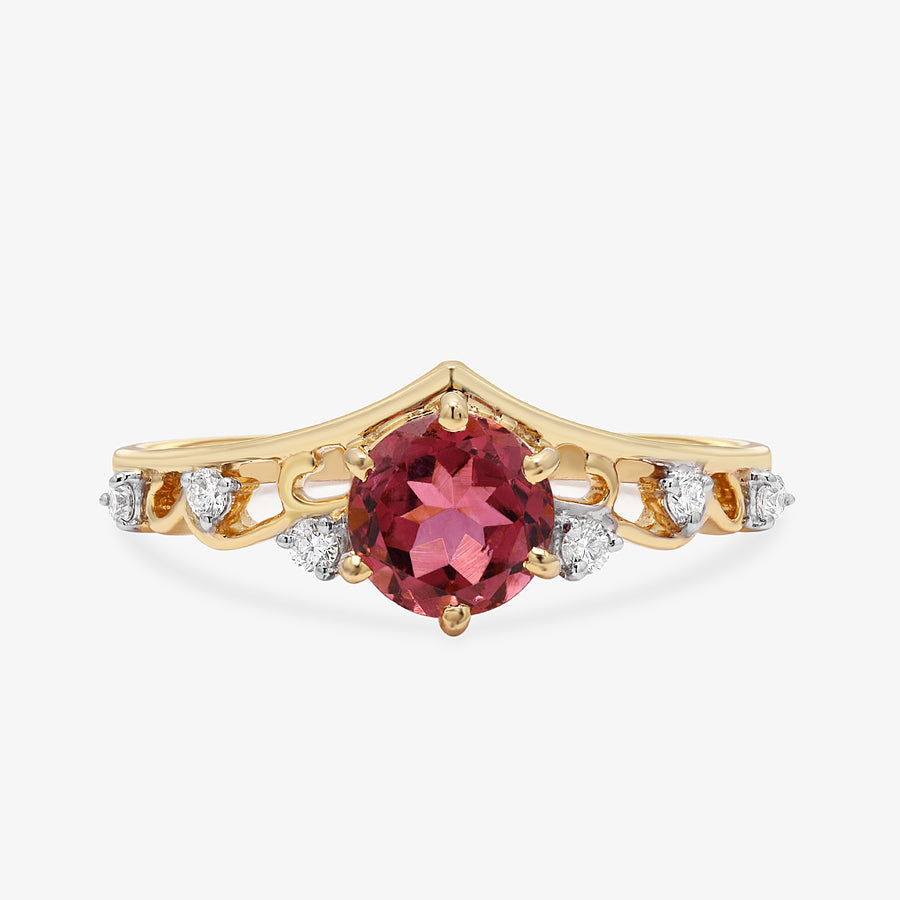 Crown Shaped Pink Tourmaline Ring