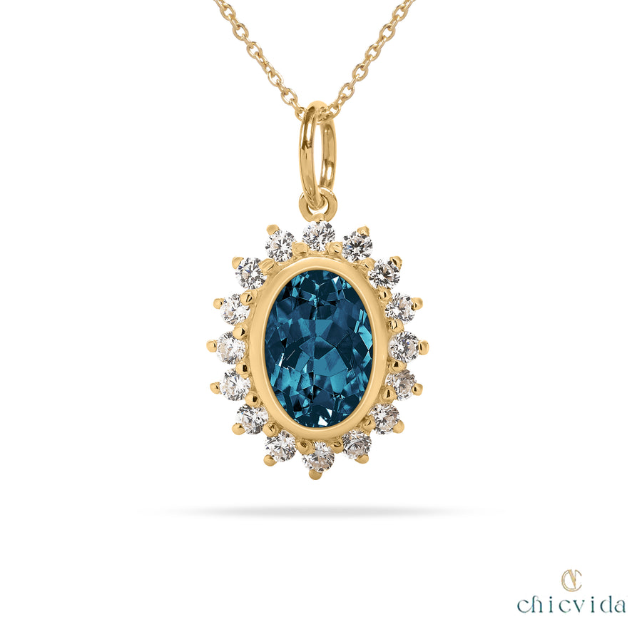 Rose Gold London Blue Topaz Pendant