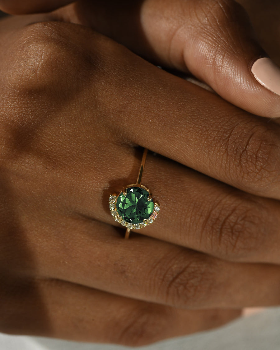 Half Moon Green Tourmaline Ring