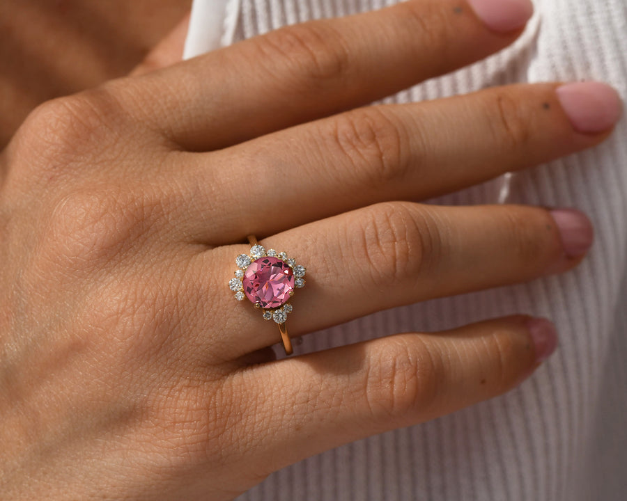 Jasmine Pink Tourmaline & Diamond Ring