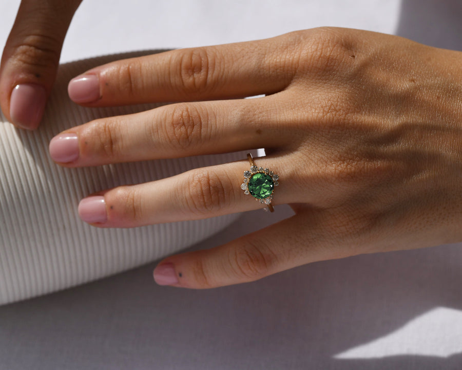 Jasmine Green Tourmaline & Diamond Ring