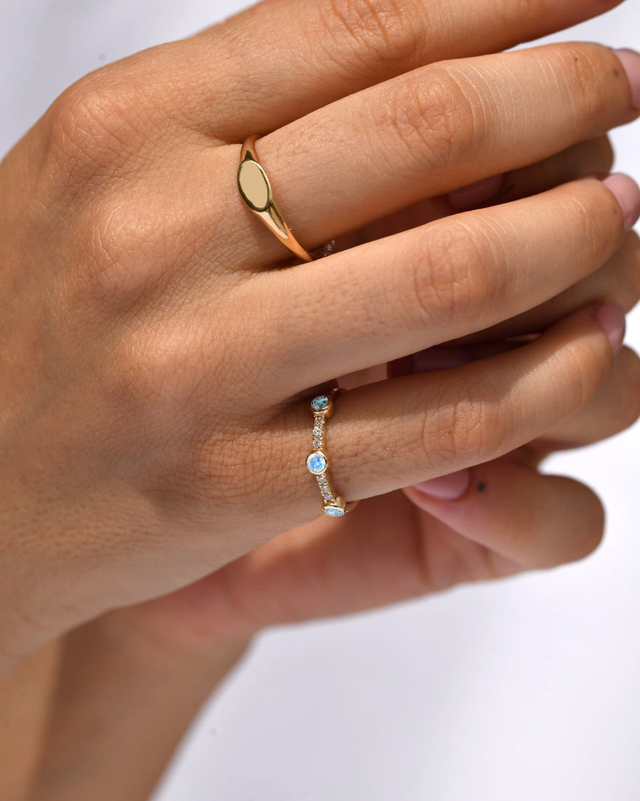 Sunlit Moonstone Diamond Ring