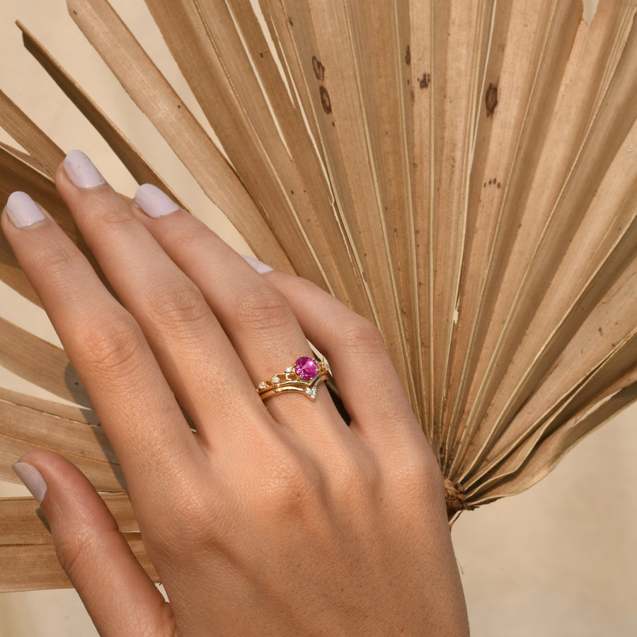 Pink Tourmaline Diadem Ring