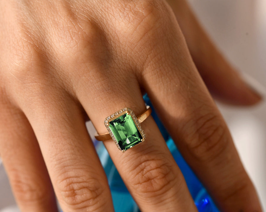 Cushy Green Tourmaline Ring