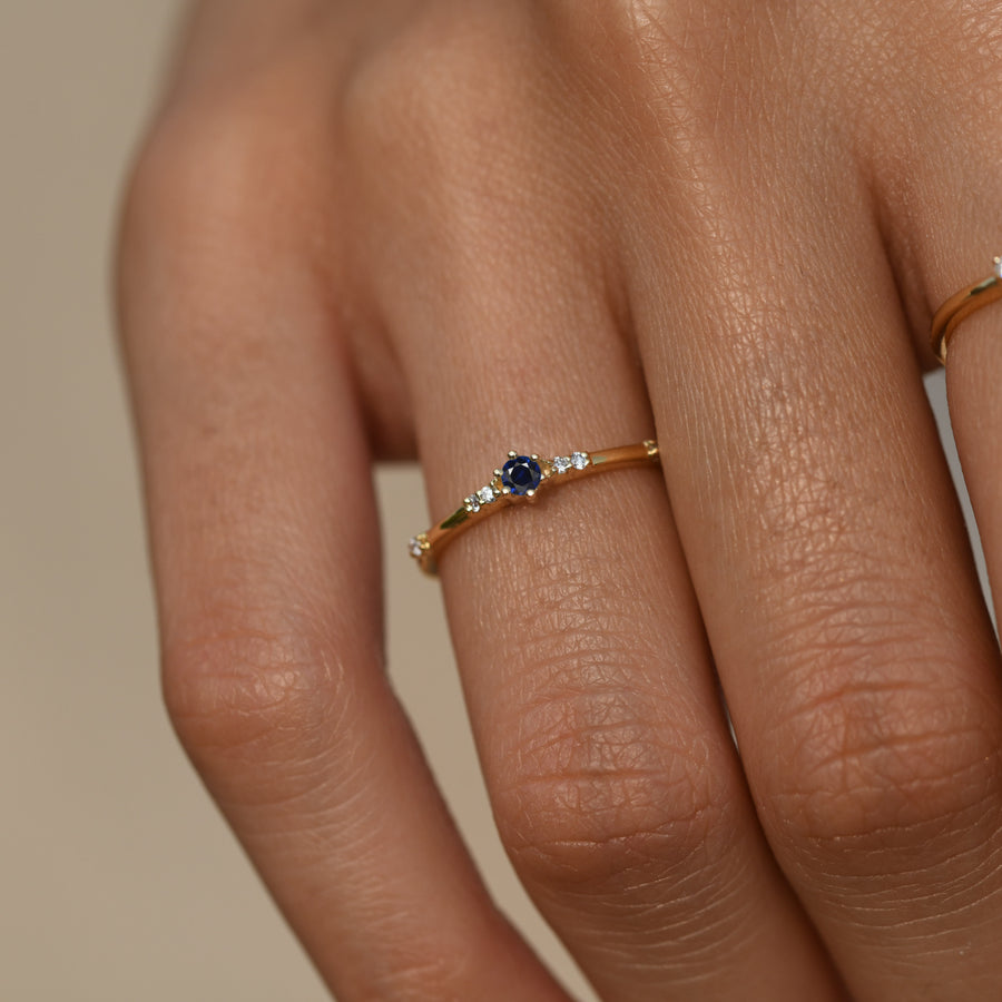 Minimalist Sapphire Band Gold Ring