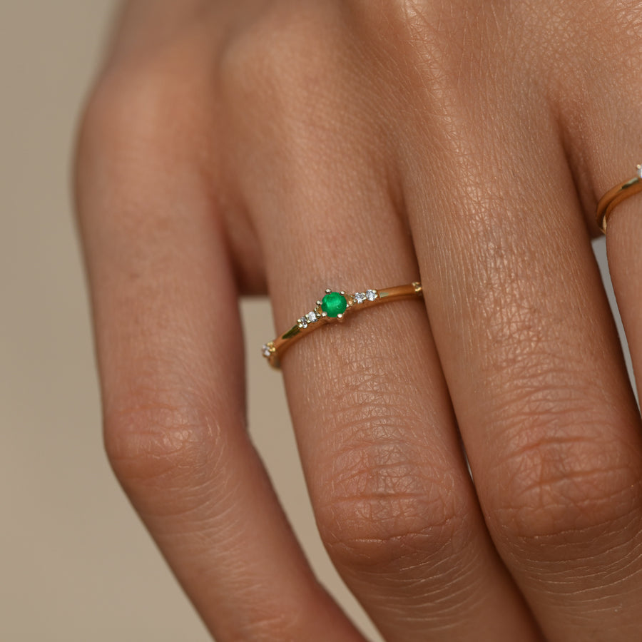 Minimalist Emerald Band Gold Ring