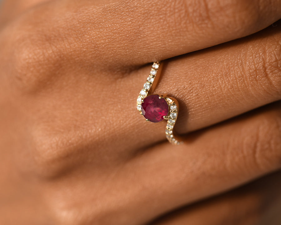 Aura Ruby and Diamond Ring