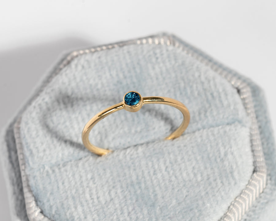 Single Stone London Blue Topaz Ring