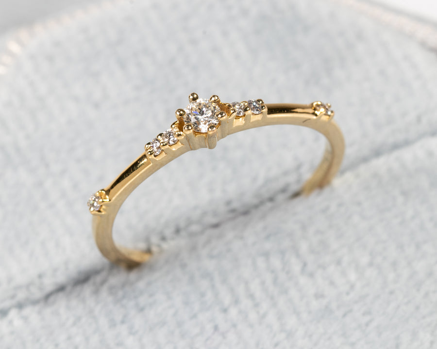 Minimalist Diamond Band Gold Ring