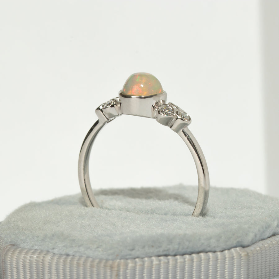 Gleamy Opal and Diamond Ring