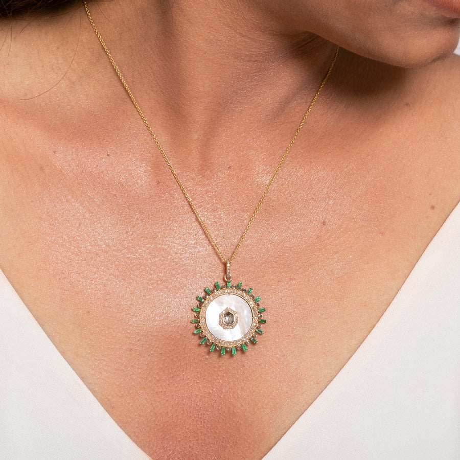Sunshine Emerald and Mother Of Pearl Pendant