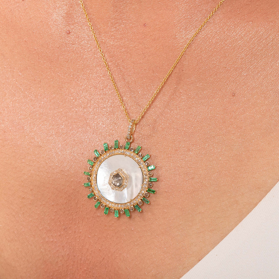 Sunshine Emerald and Mother Of Pearl Pendant