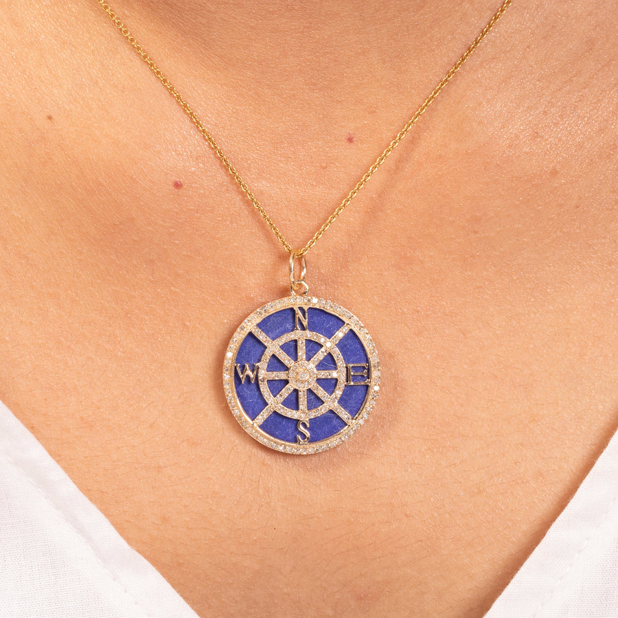 Lapis Lazuli Compass Travelling Pendant