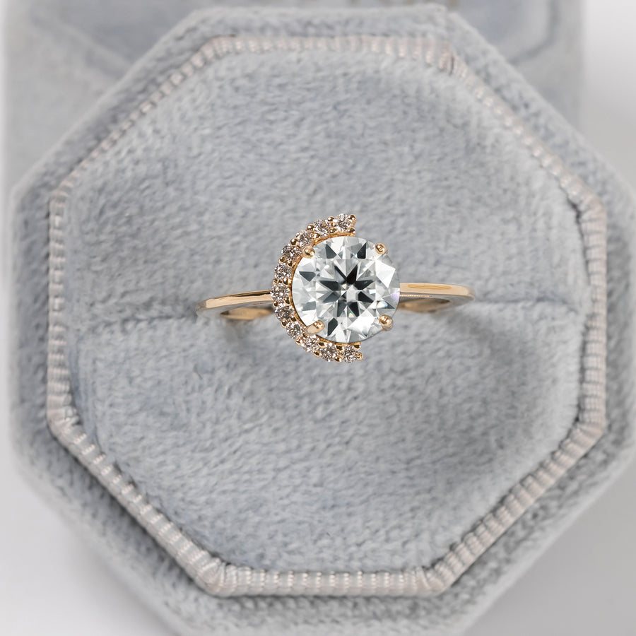Half Moon Moissanite Diamond Ring